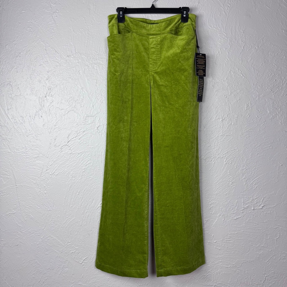 DG2 by Diane Gilman NWT sz 8 moss green velvet wide leg stretch pants 60 inspo